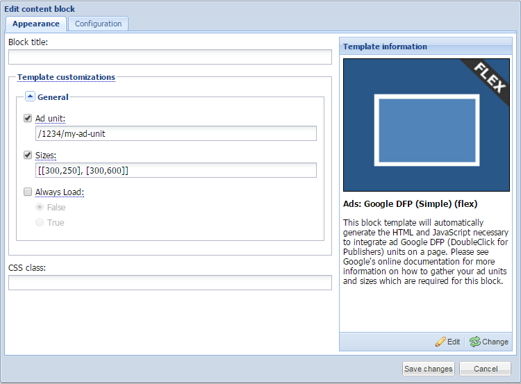 DFP simple ad block